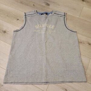 Vtg Mens Tommy Hilfiger Denim Sleeveless Cotton Sweater Tank Top Gray Sz Medium